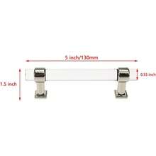 5PCS Clear Cabinet Pulls 3.8-Inch Hole Center Acrylic Pull Handles Polished Chrome Drawer Pulls - Silver - View 2
