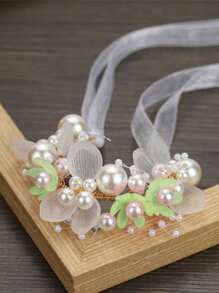 4 peças/2 peças/1 peça Conjunto de Tiara de Pérola de Liga Elegante para Meninas, Conjunto de 2 Peças de Tiara de Pérola e Pulseira de Pérola para Dama de Honra, Conjunto de Vestido de Flor de Fada para Meninas, Adequado para Apresentações, Festas, Fotografia e Danças, Tornando-o um presente ideal para meninas