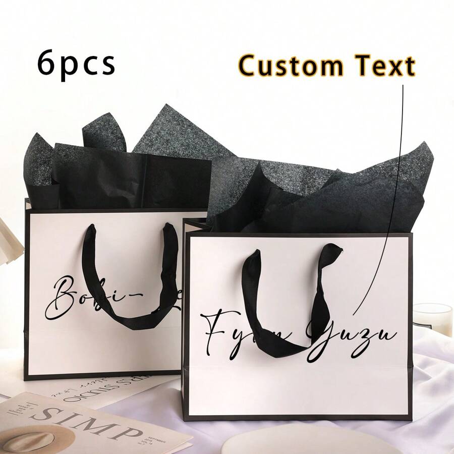 6 Peças - Sacolas de Presente Personalizadas para Madrinhas, Sacolas de Presente de Casamento Personalizadas, Sacolas para Despedida de Solteiro, Sacolas de Boas-vindas, Sacolas de Presente para a Festa da Noiva, Sacolas de Presente Elegantes, Sacolas de Presente para o Dia dos Pais, Sacolas de Mão para Senhoras 8,66*3,94*7,09 Polegadas Sacolas de Presente Pequenas