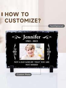 Individuelle Gedenktafel, personalisierter Steinrahmen mit Fotos und Text, menschlicher Grabstein, Geschenk für den Verlust eines geliebten Menschen, Grabschmuck (6/8 Zoll)