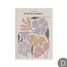 1pc Tulip Vintage Posters Abstract Wall Art Flower Market Nordic Canvas Painting Print Retro Decorative Pictures For Living Room Optional Frame - Multicolor - View 22