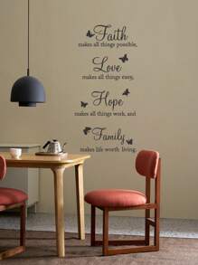 1pc Inspirational Wall Stickers Quotes Letter Wall Art Stickers Motivational Removable Wall Decor Positive Word Butterfly Decals Peel And Stick For Bedroom Living Room Back To School Supplies, Black Wall Stickers, Wall Decal, Vinyl Decal For Home Decorations, Rama Decoration Stickers Gifts Birthday Graduation
