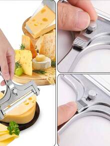 2pcs Cheese Slicer Kit, Stainless Steel Wire Cheese Cutter & Cheese Shaver Cheese Slicer Handheld Non-Stick Cheese Plane Butter Food Slicer For Block Cheese Butter - Silver - View 3