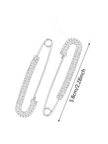 1/2/4pcs Rhinestone Brooch For Women Girls Gold Silver Color Safty Pin Brooch Lapel Pin Badge Sweater Dress Clothing Decor Hat Accessories