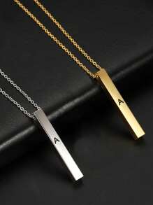 LIKGREAT 1pc Women Stainless Steel A-Z Letter Initial Name Pendant Necklace, Gift For Family, Friends, Lovers On Valentine's Day