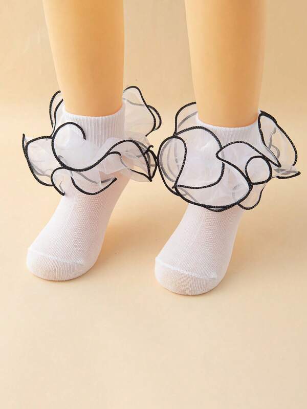 1 Paar Baby/Mädchen Mesh Spitzenbesatz Knöchelsocken, Tanzkleidung