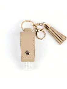 1 pezzo Custodia in pelle porta flaconcino igienizzante, bottiglia di viaggio ricaricabile vuota da 30ml per sapone, lozione e liquidi, con tappo a scatto, porta flaconcino portatile per zaino, viaggio, esterno, idea regalo di Natale