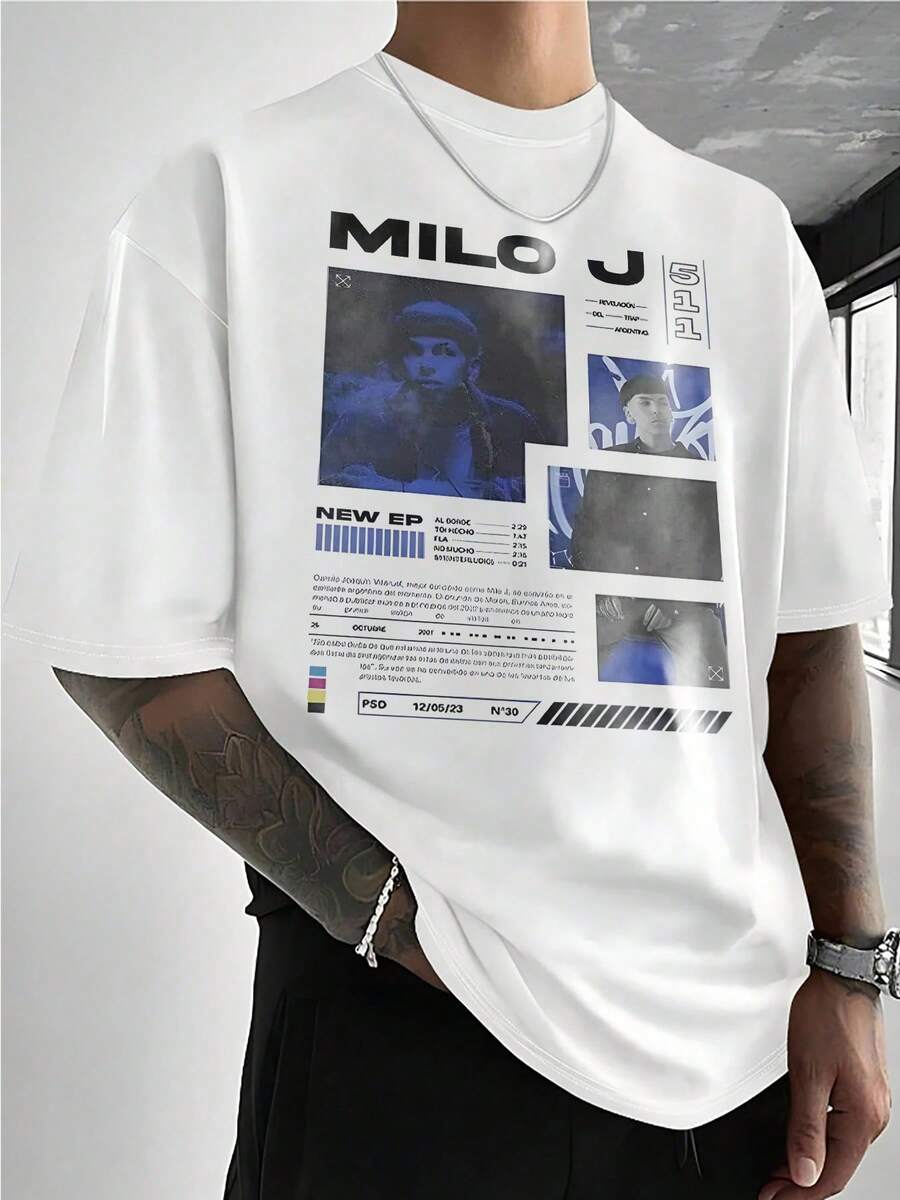 Milo J 511 Personalized Print Tee Stylish Heavy Cotton Men's TShirt 100% Cotton  Ideal Gift For Fans Perfect For Casual Wear Suitable For Men - White - View 1