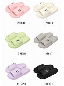 , EVA Slides - Non-Slip, Thick Sole Open-Toe Slippers In Solid Colors With "You Run" Design, Comfortable For Indoor & Shower Use, All-Season Wear