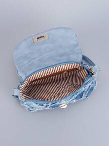 Geantă de umăr simplă din denim la modă, cu design brut la margini, pentru vacanță, întâlniri, cumpărături, cadouri, naveta, facultate, sărbători, viața de zi cu zi.