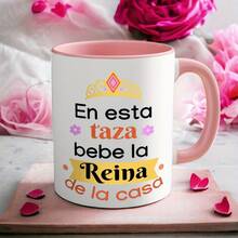 1pc, 11oz Ceramic Mug With Spanish Letter Print & Floral Design - Insulating Coffee Tea Cup, Hand Wash Only, Perfect For Everyday Use Or Mother'S Day New Year Gift, Coffee Mug ( Made In USA ) - 粉色 - 查看 7