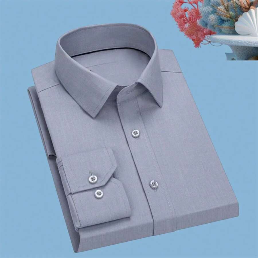 Men's Slim Fit Shirt In Mitong Fabric - Comfort And Style - Xám - Xem 1