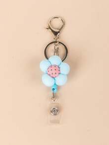 3D Flower Retractable Pull Keychain Double Rings Business ID Card Badge Holder With 40CM Extendable Strap Suitable For Men & Women Students Nurses Access Cards - Multicolor - View 12