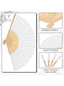 1pc/5pcs/10pcs/20pcs Foldable Bamboo Hand Fan, Handmade Japanese/Chinese Style, Suitable For Fans, Weddings, Brides, Dancing, Churches, DIY Decor, Gifts For Women, Party Favors