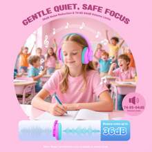 Noise Cancelling Headphones For Kids, Wireless Headphones, 40 Hours Playtime, Safe Volume 74/85/94dB, Type-C Fast Charging, Built-In Microphone, Gift For Kids