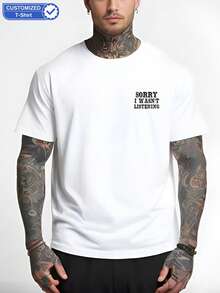 Camiseta personalizada para hombre, ingrese su texto/bendición/frase graciosa, camiseta de manga corta, regalo de fiesta, regalo de aniversario, uniforme de trabajo en equipo, camisas casuales de manga corta para hombres - Blanco - Ver 2