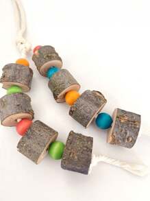 1 pieza Juguete de madera para morder y colorido con cuentas, en forma de loro, para aliviar mordisqueo de loros pequeños/medianos, accesorio para jaula de pájaros, color aleatorio