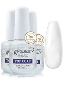 3 Stücke 15 ml Gel-Überlack ohne Abwischen, glänzendes Finish und langanhaltend, Soak-Off-LED-Nagellampe, Gel-Geschenke für Frauen