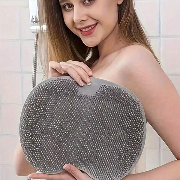 1pc Silicone Bath Massage Mat, Shower Foot Scrubber, Wall Mount Back Exfoliator - Non-Slip Suction Cup