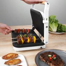 Machine à petit-déjeuner automatique - Grill et poêle électriques multifonctionnels, chauffage et grillage de steak, non détachable, forme carrée, matériau bakélite, chauffage double face, prise standard européenne, alimentation 1100W-1300W, appareil de cuisson pour le petit-déjeuner | Grill carré | Prise standard européenne