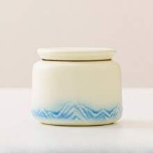 Ceramic Tea Leaf Canister, Chinese Vintage Dry Fruit Airtight Jar, Portable Tea Leaf Container, Small Packaging Spice Storage Jar Back To School