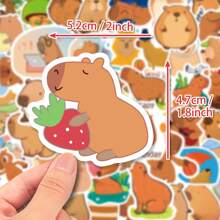 50 piezas de pegatinas de dibujos animados lindos de capibara, pegatinas impermeables de PP para scrapbooking, botellas de agua, monopatines, portátiles, planificadores, equipaje, recompensas en el aula, interacción padres-hijos, regalos de cumpleaños