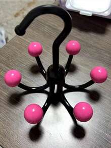 360°旋转圆形珠钩衣架，睡衣挂带，帽子包包收纳架，多功能家居收纳衣架，带6个挂钩 - 彩色 - 查看 9