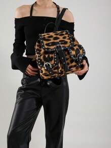 Stylish Leopard Print Women's Backpack - Lightweight Daypack With Adjustable Straps, Pink & Black Animal Pattern Design For Travel, Work, And Casual Use, Travel Backpack | Stylish Handbag | Bag, Backpack For Travel