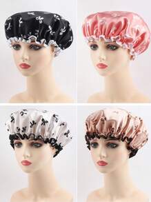 Double-Layer Waterproof Bath Cap With Bowknot Pattern Shower Cap, Hair Cover For Kitchen And Home Use. Elastic Reusable Bathing Cap Printed Shower Hat Bath Hat Beauty Salon Spa Shower Cap For Women Girls.Large Waterproof Satin Shower Caps Adjustable Bath Hair Caps Silky Fabric Lined Bathing Hair Cover Wraps Bonnets Hair Protector For Women Girls.Mother's Day Gift. Back To School