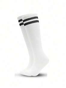 1 Pair Kids Breathable Sports Training Football Socks, Striped Knee High Socks For Girls And Boys, Baseball, Softball, Sports, Children Aged 2-12, Kids School PE And Knee High Sports Socks - Multicolor - View 24