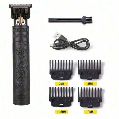 SOKANY 300mAh Lithium Battery USB Rechargeable Multifunctional Hair Clipper. Compact And Convenient, Stainless Steel Blades, Washable Blades, Includes 4 Trimming Attachments, Embossed Body Design, Hidden Charging Port At Bottom, For Precise Trimming And Styling, Suitable For Men And Women, Applicable For Home And Professional Salon Use.