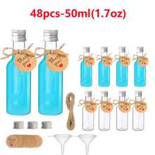 48pcs 25ml 50ml Mini Liquor Bottles Set, Mini Empty Plastic Shot Bottles, Airtight Spirit Bottle With Caps Mini Wine Bottles, Bar Party Supplies Thanksgiving, Halloween, And Christmas Are Applicable Durable Multi-Use For Juice, Sauces, Coffee