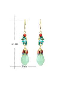 1 pereche cercei cu cârlige din cloisonne cu lotus și magnolie, design original în stil chinezesc, peisaj vintage, bijuterii de culoare aurie, ținute elegante de zi cu zi/întâlniri/reuniuni/navetă/petrecere, cadou de Ziua Mamei/Ziua Profesorilor, bijuterii la modă boeme vintage de înaltă calitate, design unic și grațios.