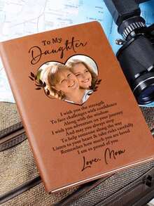 Personalized Family Themed Leather Notebook, Custom Photo Engraved Journal, Gift For Daughter, Unique Keepsake Diary School Supplies, Back To School - As Shown-customized Style - View 3