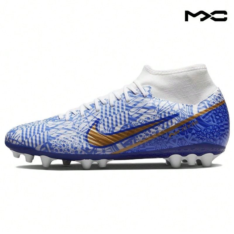 Zoom Mercurial Superfly 9 Academy AG Azulejo White Concord Medium-Blue Metallic-Copper Sneakers Men DV8187-182 - Multicolor - View 1