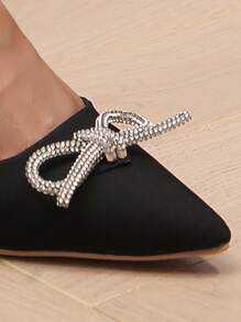 Plus Size Women High Heel Pumps With Bow Decor Closed Toe Stilettos