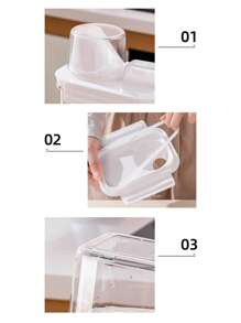 1pc Airtight Food Storage Container For Pet Food, Grain, Cat Litter, Large Capacity With Measuring Scale Lid And Carry Handle, Variety Of Sizes Available