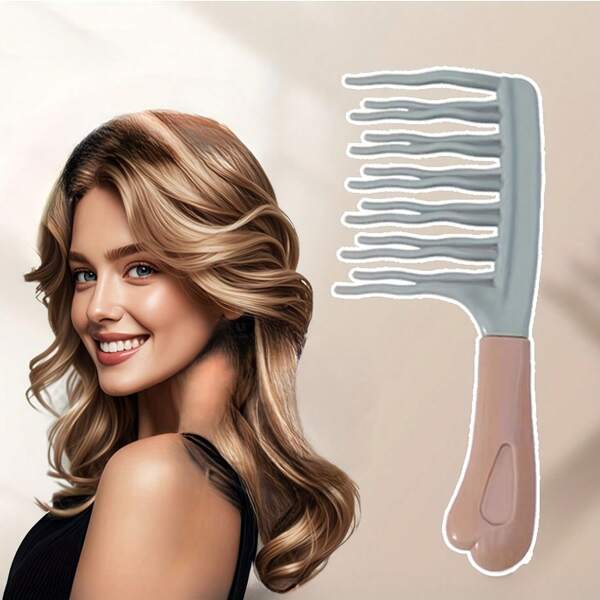 1 Pieza, Peine de dientes grandes adecuado para el cabello rizado, material de plástico, peine rizado anti-estático para cabello largo con permanente, peine ancho de uso doméstico