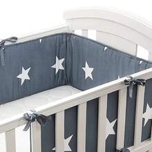 婴儿床围垫，一体式柔软防撞垫，婴儿床护栏，新生儿卡通刺绣软垫防撞护栏，儿童防摔围栏 - 彩色 - 查看 12