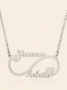 Best Valentine's Day Gift Stainless Steel Customized Gold Heart Infinity Couple Name Necklace, Fashionable Bohemian Style Personalized Pendant Necklace For Girl, Daily Wear Jewelry Accessory