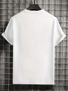 Men's Casual Slim Fit Crew Neck T-Shirt, Suitable For Work - 白色 - 查看 2