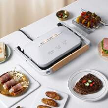 Machine à petit-déjeuner automatique - Grill et poêle électriques multifonctionnels, chauffage et grillage de steak, non détachable, forme carrée, matériau bakélite, chauffage double face, prise standard européenne, alimentation 1100W-1300W, appareil de cuisson pour le petit-déjeuner | Grill carré | Prise standard européenne