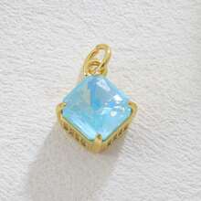 1pc Copper Square Cubic Zirconia Micropave Pendant, DIY Jewelry Accessory For Necklace, Bracelet, Earrings