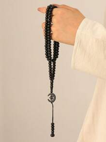 1pc Men's Arabic Crescent Moon Beaded Bracelet/Prayer Beads, Fashionable Jewelry For Everyday Wear