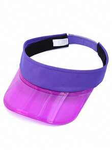 1 件女士帽子，夏季新款透明宽边遮阳帽，男女通用轻便透气户外运动通勤女士旅行度假购物太阳帽，可调节纯色平顶帽，适合日常使用 - 彩色 - 查看 5