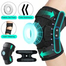 1 Pc- Open Wear Adjustable Knee Support Brace With Side Stabilizers & Patella Gel Pad For Men & Women, Compression Knee Brace, Stable Support Of The Knee, For Gym, Running, Fitness, Workout, Basketball - Black Gym Accessories Knee Support