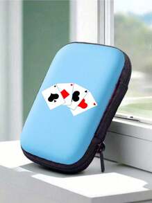 Durable Eva Portable Rectangular Multi-Purpose Storage Box, Spade And Red Playing Card Pattern Design, Used To Store Card Game Accessories (Not Including Playing Cards), Shockproof Storage Box, Can Store Ccd Cameras And Digital Products, Can Store Headphones, Data Cables, Cards, Playing Cards, Multi-Functional Storage Bag, Zipper Wallet Storage Bag, To Meet Your Daily Storage Needs. Can Be Used For Travel, Work, School, Dormitory Storage