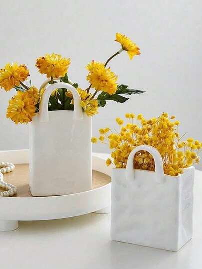 Wit Paper Bag Vase, 5.7 Inch Square Wide Mouth Pleated Unique Matte Bohemian Tafel ation, Home Office Bookshelf ation Is Bedroom Between Students. Flower Vase Glass view 5