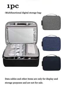 1pc Digital Storage Bag Camera Data Cable Usb Data Pack Large Capacity Password Lock Anti-Theft Travel Bag, Travel Portable Portable Lightweight Travel Supplies, Three Colors Optional, Meet Storage Needs, Hook And Loop Partitions Free Separation Flexible Combination Reasonable Use Of Internal Space, Suitable For Daily Use