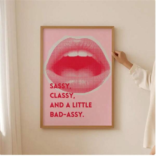 1 Stück Wandkunst Sassy Dopamin Poster - hellrosa Muster für ästhetisches Zimmer Dekor, ausgefallene Dopamin Wandkunst für Teenager Zimmer Deko oder Küche - Leinwand Malerei Kunst Sommer Urlaub Leinwand Malerei - für Heimdekor Liebhaber - Raumdekoration Dekor für Zuhause Geschenke, Wohnzimmer, Badezimmer, Schlafzimmer, Küche (ohne Rahmen)
